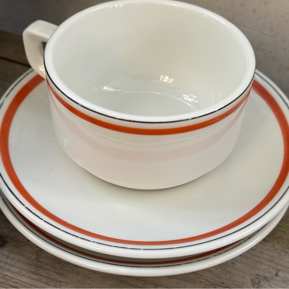 Vintage RESTAURANT WARE Cafe au Lait Cups Set of 2 Porcelaine D’Auteuil Diner - Picture 1 of 12